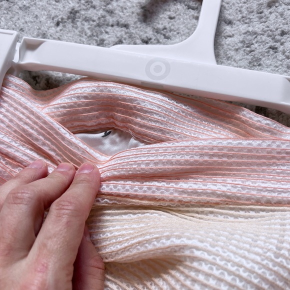 MAJE puff midi scuba colorblock high rise skirt yellow pink - Picture 4 of 6